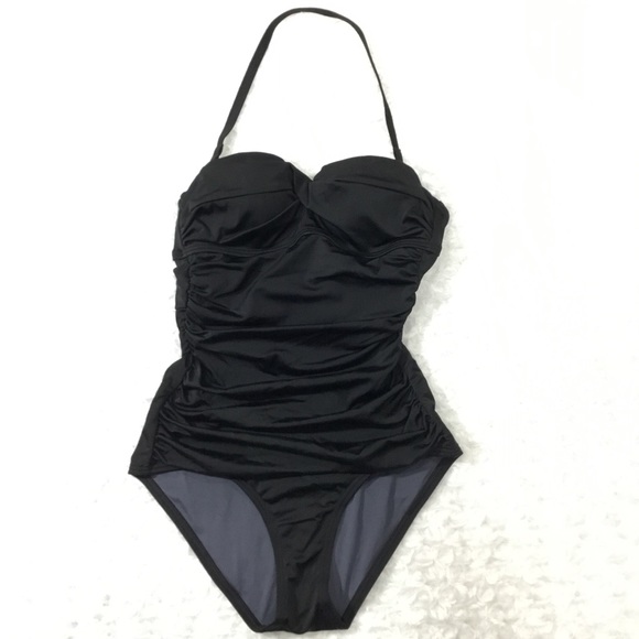 Victoria’s Secret Twist Bandeau Tie Back Retro One-piece Swimsuit Black 32A - Picture 4 of 16
